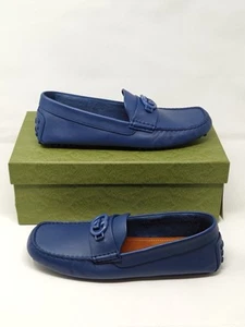 Gucci Loafers Blue GG Interlocking Mens Leather Shoes 692379 UK 13 US 13.5 11667 - Picture 1 of 14