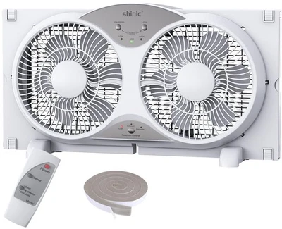 shinic Window Fan with Reversible Airflow Quiet, Twin 9" Blades, Full Remote ... - Image 1 of 4