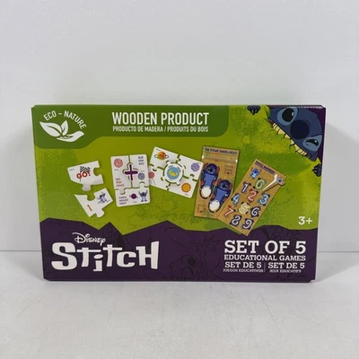 迪士尼 Stitch 5 件套教育游戏生态自然木制产品新品 — 第 1/2 张图片