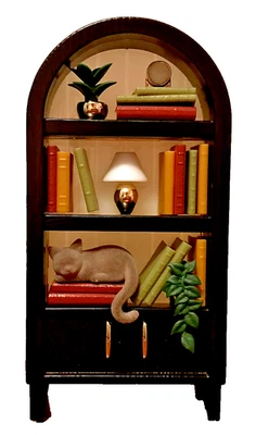 BOOKCASE CAT WALLFLOWER NIGHTLIGHT PLUG BATH BODY WORKS WHITE BARN light up NWT - Image 1 of 4