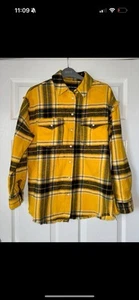 River Island Mustard and Black Button Up Checked Shirt, Small Fringing, Size 8. - Picture 1 of 1