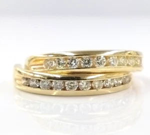14K Yellow Gold 0.26ctw. Natural Diamond Channel Set Half Hoop Earrings FZZ - Picture 1 of 7