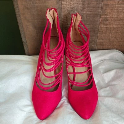 Charlotte Russe красный с ремешками клетке 5 дюймов каблуки Sex in the City2 готический офис сирена 9 - Изображение 1 из 4