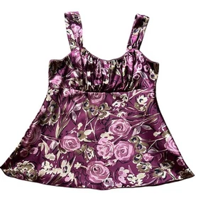 IZ By Byer Womens S Y2K Satin Tank Top Cottagecore Floral Girly Babydoll 2000s - Picture 1 of 7