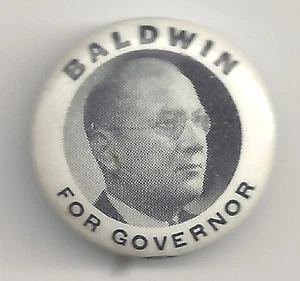 Harry Streett BALDWIN  For MARYLAND Governor Pin 1946 Unsuccessful Candidate - Picture 1 of 2
