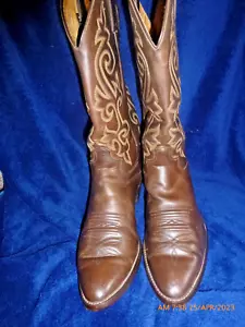 JUSTIN WESTEN BROWN LEATHER BOOTS MENS 10 D MADE IN MEXICO MAKE AND OFFER - Picture 1 of 12