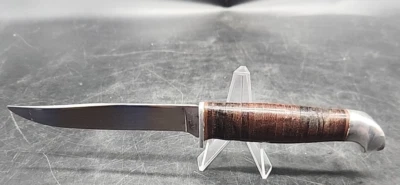 Cuchillo De Colección KINFOLKS USA 330F 4 1/4" Hoja Pájaro Trucha Hoja Fija Cuero Apilado Foto 1 de 4