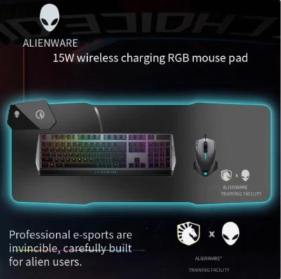 ALIENWARE RGB Game Mouse Pad 15W Qi Wireless Phone Charging Desk 800mm*300mm*4mm - Image 1 of 4