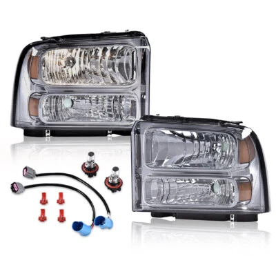 Faróis de conversão de fumaça adequados para 99-04 F250 F350 Ford Super Duty Excursion - Imagem 1 de 4