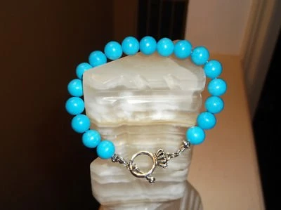     Pulsera Hombre Hecha a Mano 8 3'4" 10 MM Azul Turquesa Cuentas Foto 1 de 4