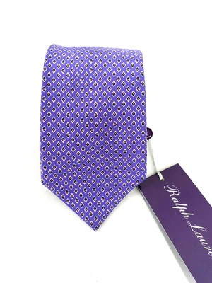 Ralph Lauren Purple Label Italy Geometric Diamond Silk Purple Neck Tie NWT - Image 1 of 4