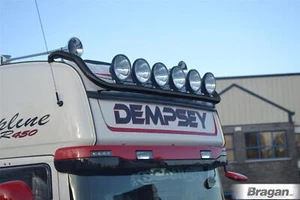 Roof Light Bar + Round BLACK Spots To Fit Scania 4 Series Topline Trucks - BLACK - Picture 1 of 5