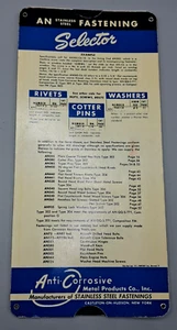1951 Stainless Steel Fastening Selector pocket tool Metal Products Co Castleton - Picture 1 of 5
