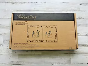 Snowman-Dots Divided Serving platter from pampered chef glass 2821 in Box - Picture 1 of 6
