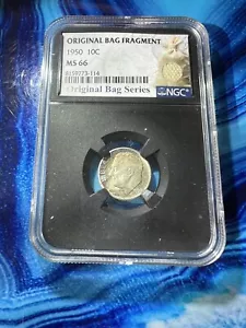 1950P Roosevelt Dime NGC MS66 Toned Original Bag Fragment - Picture 1 of 4