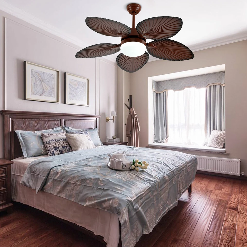 42" Tropical Palm Leaf Shape Ceiling Fan Light with Remote Control 3Color Change - Image 1 of 4