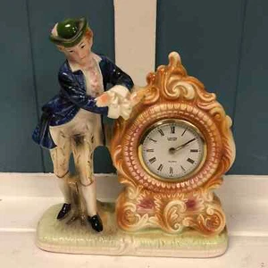 Vintage Made in Japan Antique victorian gentleman Porcelain Mantel Clock - Picture 1 of 9