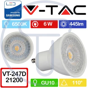 V-TAC PRO VT-247D Spotlight 21200 LEDs Samsung Chip GU10 6W 110° cold Dimmable - Picture 1 of 10