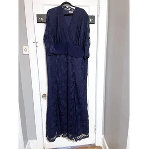 Kiyonna Navy Maxi Screen Siren Style 4X Gown Empire Waistline Lined Slimming NEW - Picture 1 of 7