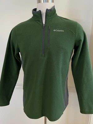 Columbia Windbreaker 1/4 Zip Fleece Sweatshirt Jacket MEN Medium Green 1 Pocket - Image 1 of 4