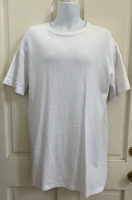 ZARA NUEVA! Camiseta para hombre blanca de punto de algodón cuello redondo con puños S/S talla L alta Foto 1 de 4