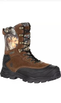 New Rocky Mens Realtree Edge Leather Multi-Trax 800G WP Hunting Boots, Sz 9W US - Image 1 of 4