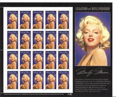 2967 Marilyn Monroe Full Sheet of 20 32¢ Stamps Hollywood MNH - Image 1 of 4