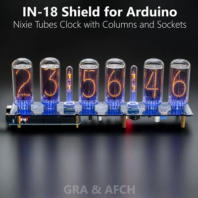 IN-18 Nixie Tubes Clock Shield NCS318 for Arduino with Columns [TUBES OPTIONAL] - Image 1 of 4