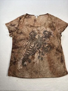 dressbarn brown floral top size 1X - Picture 1 of 6