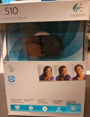 Logitech HD Webcam c510 Dazzling Photos 1 Click Upload to U-Tube or FB Open Box - Image 1 of 4