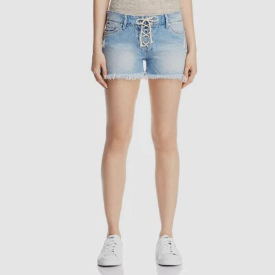 88 美元 Mavi 牛仔女式蓝色 Emily Distressed 系带牛仔裤短裤 24 码 — 第 1/2 张图片