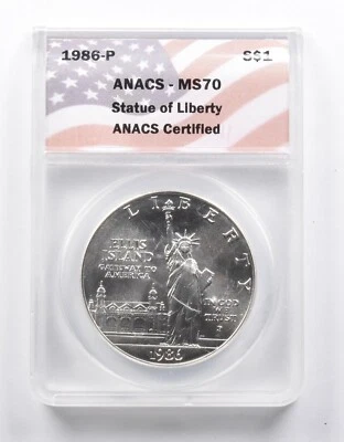 MS70 1986-P Statue Of Liberty Commemorative Silver Dollar ANACS *1027 - Image 1 of 3