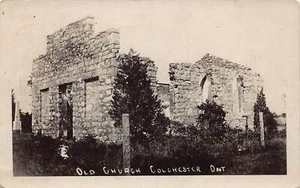 J79/ Colchester Ontario Canada RPPC Postcard c1910 Ruins Old Church  385 - Bild 1 von 4