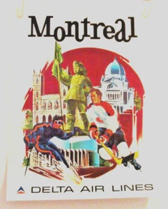 DELTA AIRLINES "MONTREAL" POSTER - 28" X 22" - FRED SWEENEY - ORIGINAL - c 1974 - Picture 1 of 5
