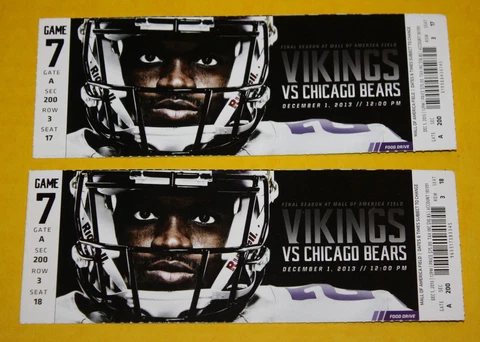 Minnesota Vikings Ticket Stub December 1 2013 | Alshon Jeffery 2 TD Cover