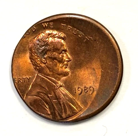 MINT ERROR 20% OFF CENTER STRIKE 1989 P Lincoln Cent Uncirculated Cover
