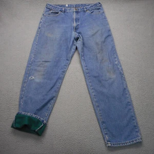 Vintage LL Bean Herrenjeans 36 x 32 blau Fleece gefüttert normale Passform spitz zulaufend USA Denim - Bild 1 von 20