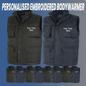 Personalised Custom Embroidered Super Pro Body Warmer Your Text Work wear Gilet - Picture 1 of 8