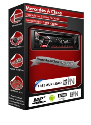 Mercedes Classe A Autoradio, Pioneer CD MP3 Lettore Radio con Anteriore USB Aux - Immagine 1 di 4