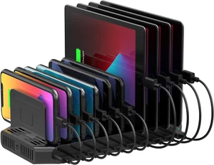 USB Charging Station, 10 USB Fast Ports Charge Docking Station and Adjustable Di - Picture 1 of 11