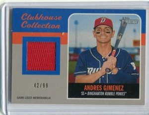 2019 Topps Heritage Minors Andres Gimenez Clubhouse Collection Relic Blue #42/99 - Picture 1 of 1