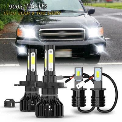 4 件 LED 车头灯高/低 + 雾灯泡适用于日产探路者 2001 2002 2003 2004 — 第 1/4 张图片