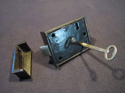 Antique Victorian 2-1/4" Rim Dead Bolt Lock w/ Skeleton Key - R&E #1660  1890's - Image 1 of 4