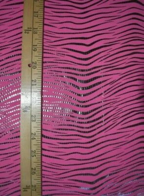 SILVER FOIL STRIPES ON PINK  4 WAY STRETCH POLYESTER KNIT FABRIC  31X57  INCHES - Image 1 of 2
