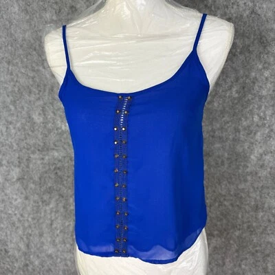 Blusa Top Charlotte Russe Para Mujer XS Azul Camisola Transparente Tachonado Capa Otoño Foto 1 de 4