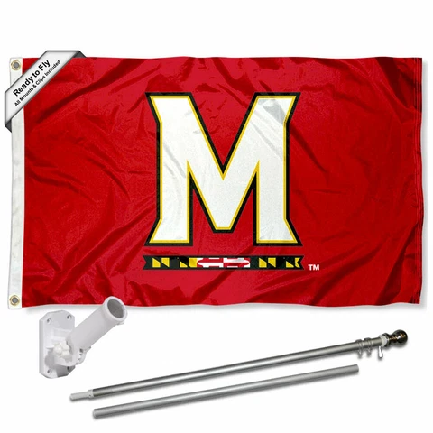 Maryland Terrapins M Logo Flag Pole and Bracket Gift Set Package Cover