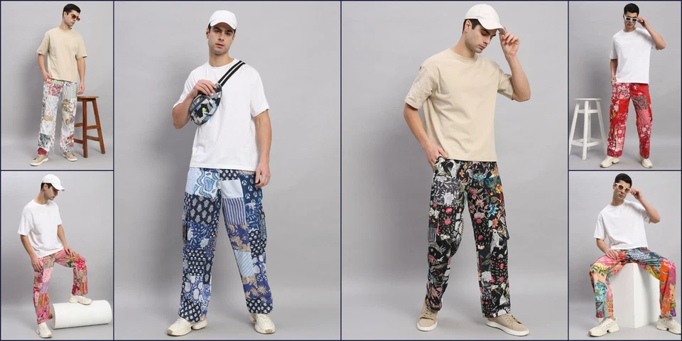 Algodón Hombre Parche Pantalones Holgados Informal Cordón Playa Yoga Largos - Imagen 1 de 1