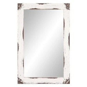 Patton Wall Decor 24x36 Distressed White Reclaimed Wood Wall Mirror - Picture 1 of 5