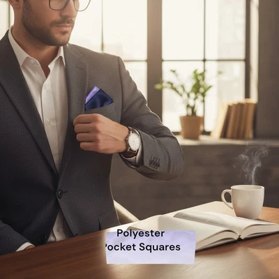 Nuevo sin etiquetas 2 Poli Color Sólido, 8.5" X 8.5", Cuadrados de Bolsillo, Lavanda/Azul Marino  Foto 1 de 4