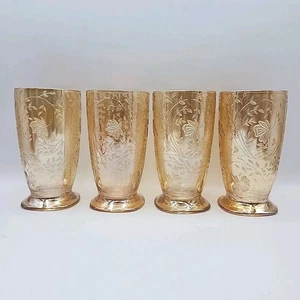 Vintage Floragold Louisa Jeannette 15 Oz Becher mit Fuß 4er Set Rarität - Bild 1 von 9